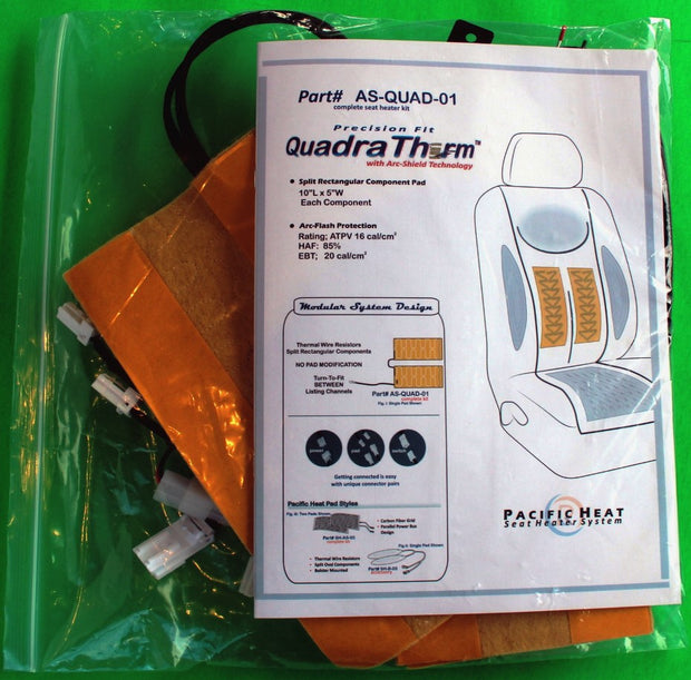 Part# AS-QUAD-01 - Pacific Heat QuadraTherm Thermal Wire Automotive Aftermarket Seat Heater Complete Kit  >>>  Image shown is as product is packaged.   ONE seat heater kit per package - ONE kit outfits ONE seat - If you desire to outfit both driver and right side passenger, you will need 2 packages of AS-QUAD-01